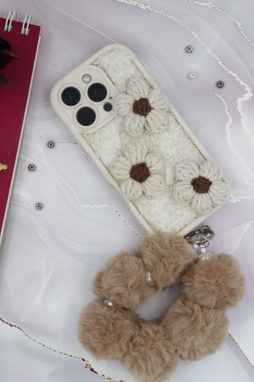 3d flower cute phone case with charm