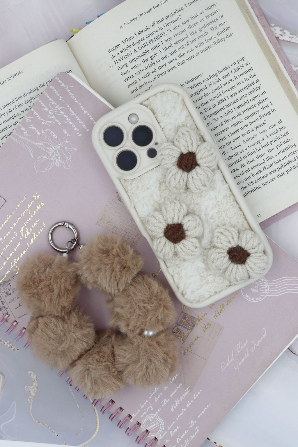 3d flower cute phone case with charm